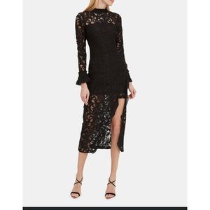 Alexis Fala Lace Midi Dress - Black, Size Petite